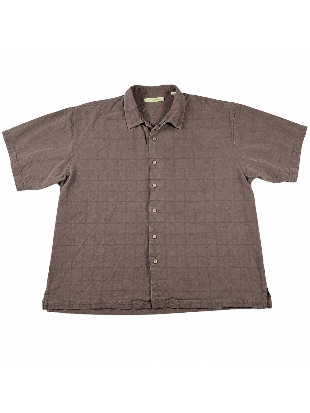 Tommy Bahama Men's XXL Brown Silk Short Sleeve Button-Up Shirt